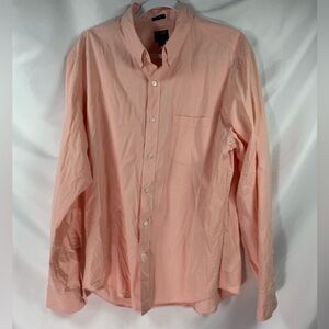 J. Crew Men's Gingham Flex Long Sleeve Button Down Slim Cut Shirt Peach/White L